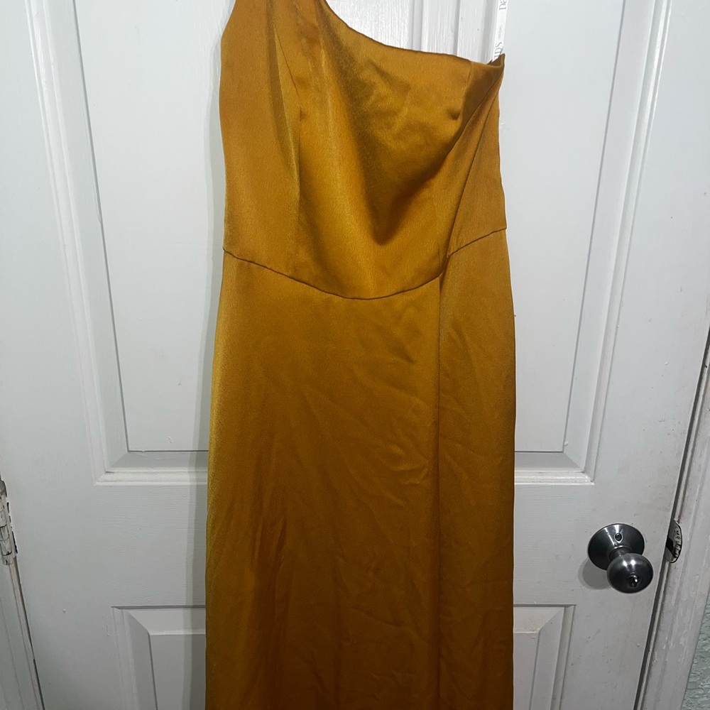 David's Bridal Asymmetrical Yellow Dress